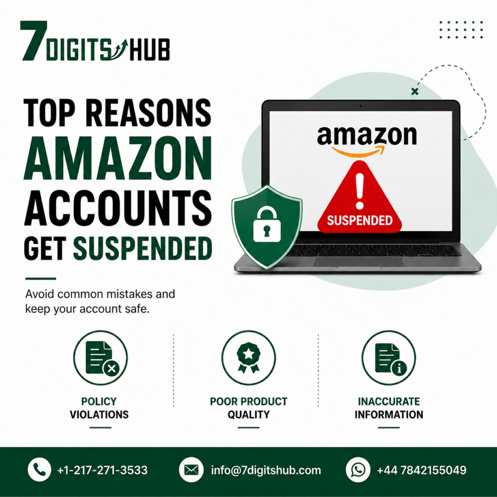 "Top reasons Amazon seller accounts get suspended, including policy violations, poor product quality, and inaccurate product information with tips to keep your Amazon account safe."